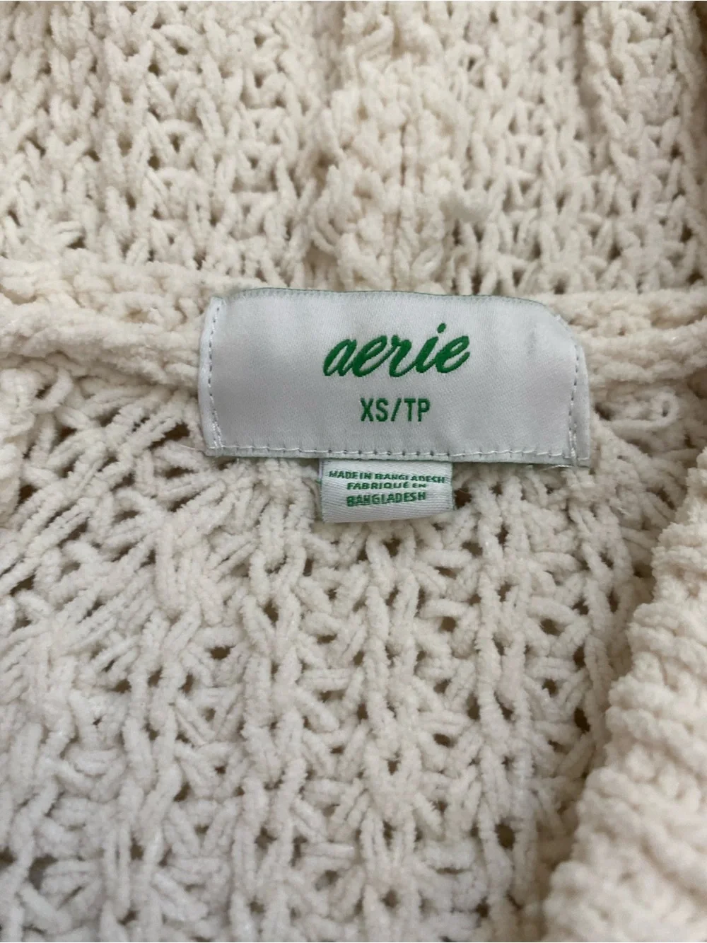 Aerie hoodie thick cream-colored ribbed knit Sz XS